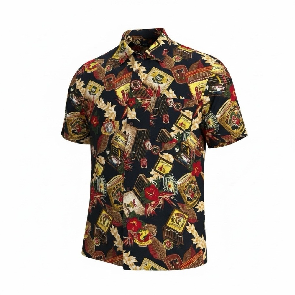 Ferruche Men's Button Down Tee-Shirt Multicolored Size Medium